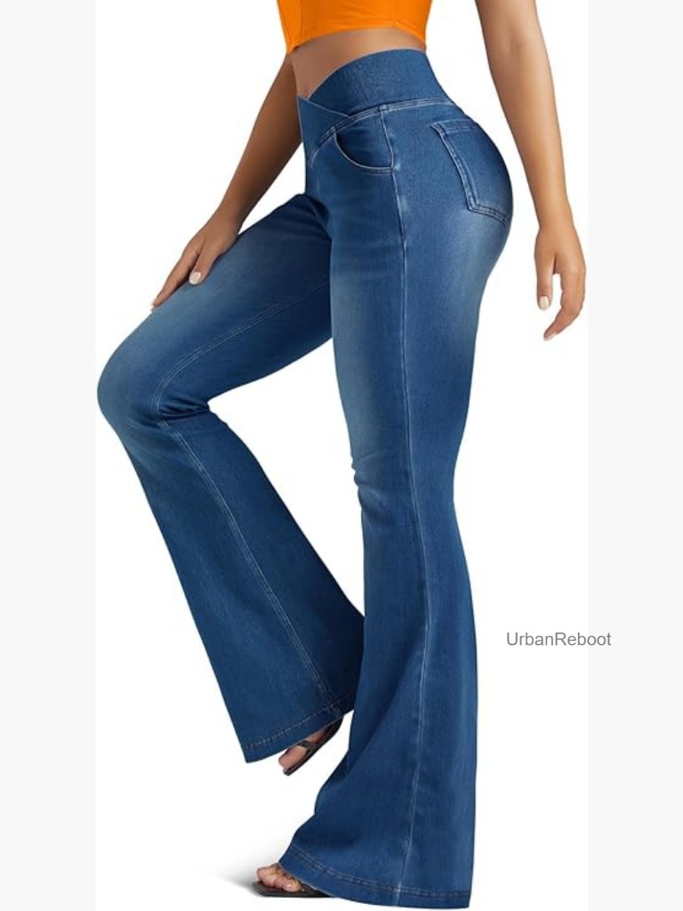 High Waisted Bell Bottom Yoga Leggings With Pockets